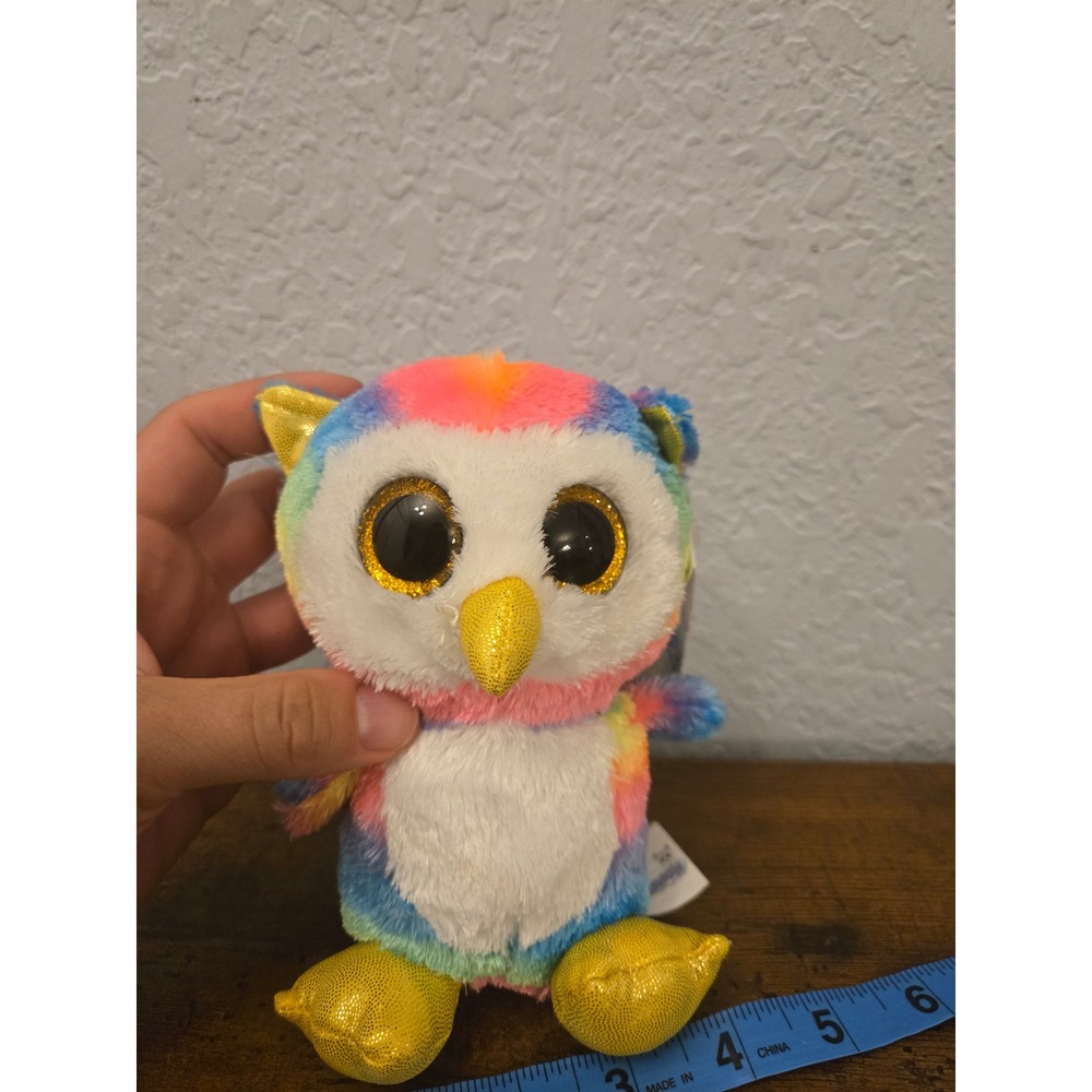 Li'l Dreamers Hoot Owl Plush Stuffed Animal Toy Rainbow Colors Gold Accents